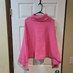 Zara Bubble Gum Pink Ribbed Turtleneck Sweater